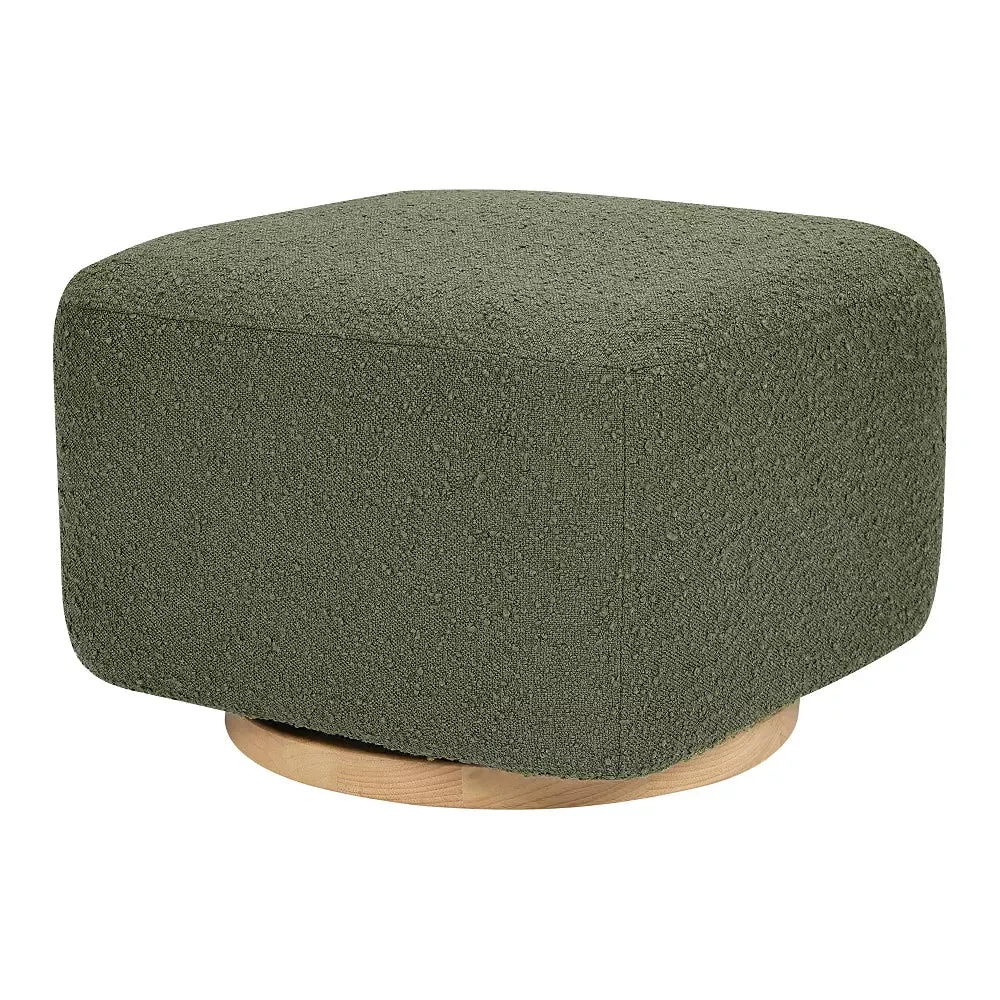 Babyletto Kiwi Gliding Ottoman - Olive Boucle w/ Light Wood Base