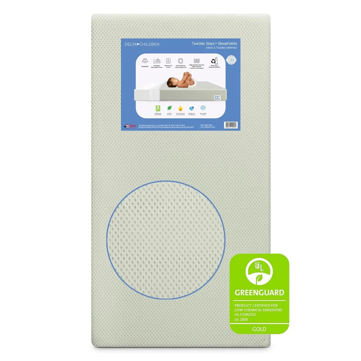 Delta Children Breathable Baby Bed Crib Mattress and Toddler Mattress - Green
