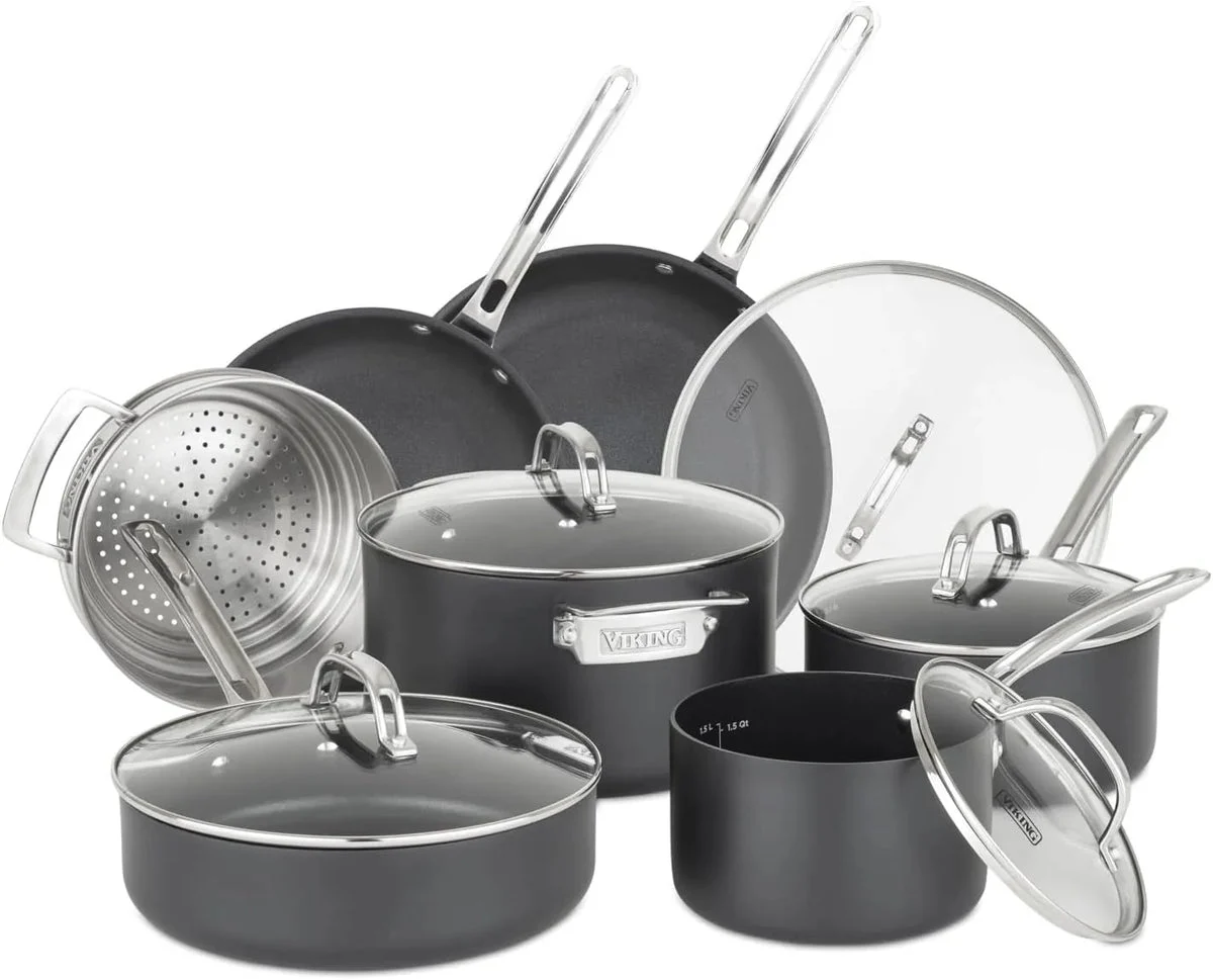 Viking Culinary Nonstick Hard Anodized Cookware Set - Black