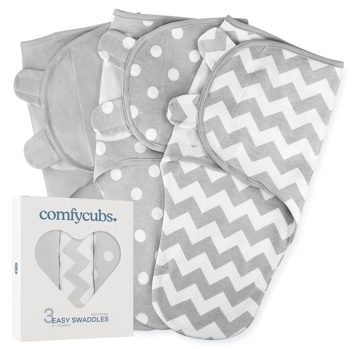 Comfy Cubs Swaddle Blankets - 3 Pack Sleep Sack for 0-3 Months