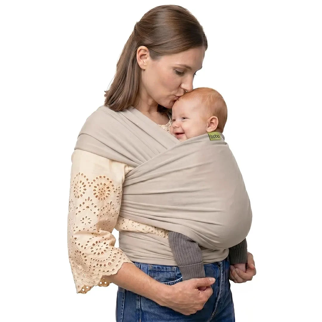 Boba Baby Wrap Carrier – Original Baby Sling Carrier for Newborns (7–35 lbs) - Beige Cotton