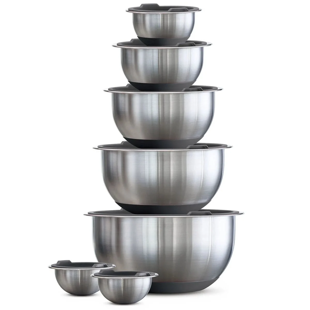 TRAMONTINA USA INC 14-Piece Covered Stainless-Steel Mixing Bowl Set - Grey