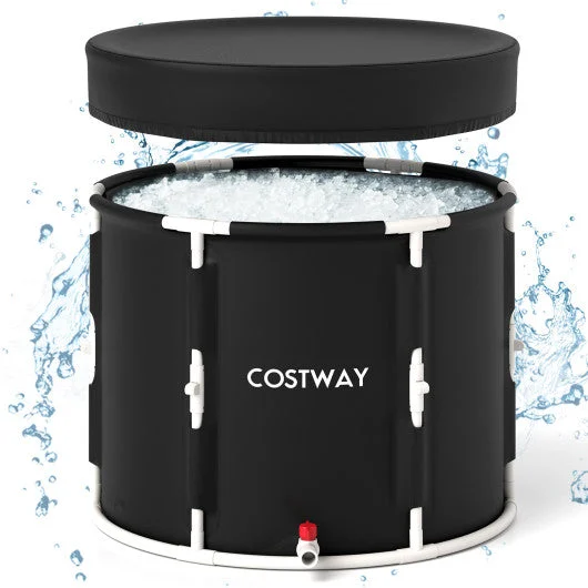 COSTWAY 66 Gal Foldable Ice Bath Tub With Lid for Adult
