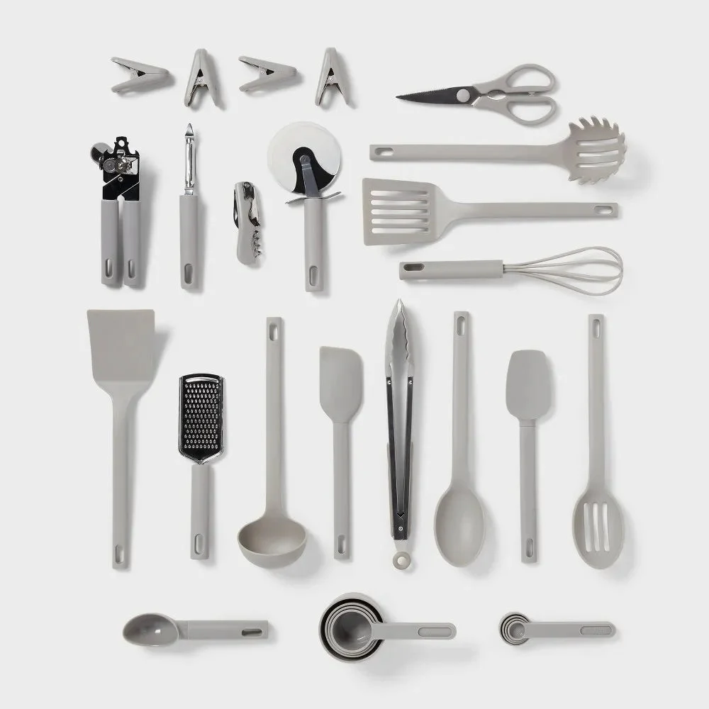 Room Essentials 30-Piece Kitchen Utensil Set - Gray
