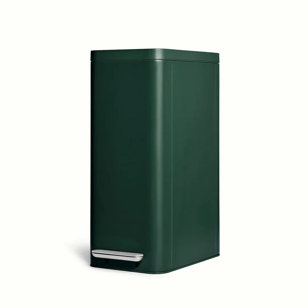 Caraway 45L Slim Step Trash Can - Emerald