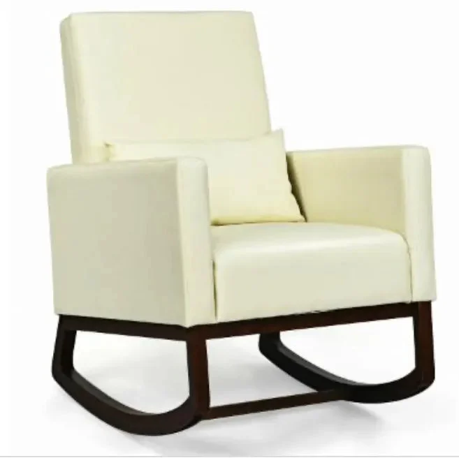 Costway 2-in-1 Fabric Upholstered Rocking Chair with Pillow - Beige
