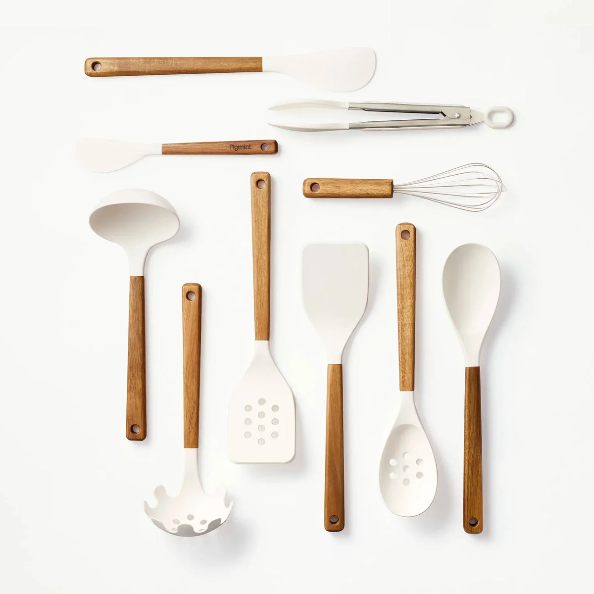 Figmint 10pc Wood/Nylon Kitchen Utensil Set Brown - ™