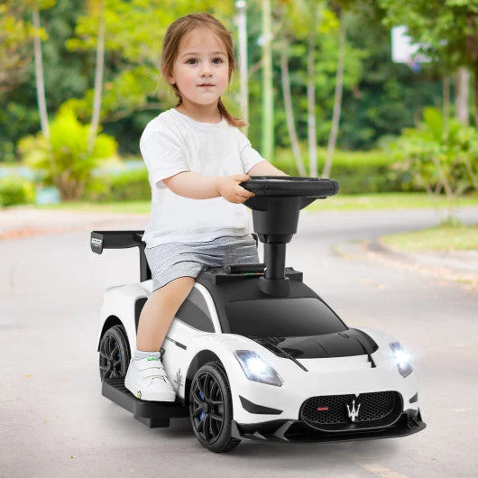 COSTWAY 6V Electric Kids Ride on Push Car Maserati Licensed With Foot Pedal and Music-White