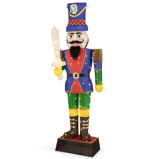 COSTWAY 6 Feet Pre-Lit Nutcracker With Sword and 110 LED Lights