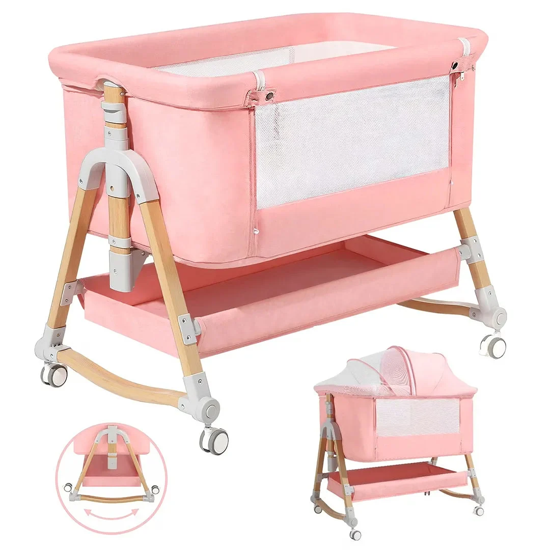 HARPPA 3-in-1 Baby Bassinet Bedside Sleeper - Pink