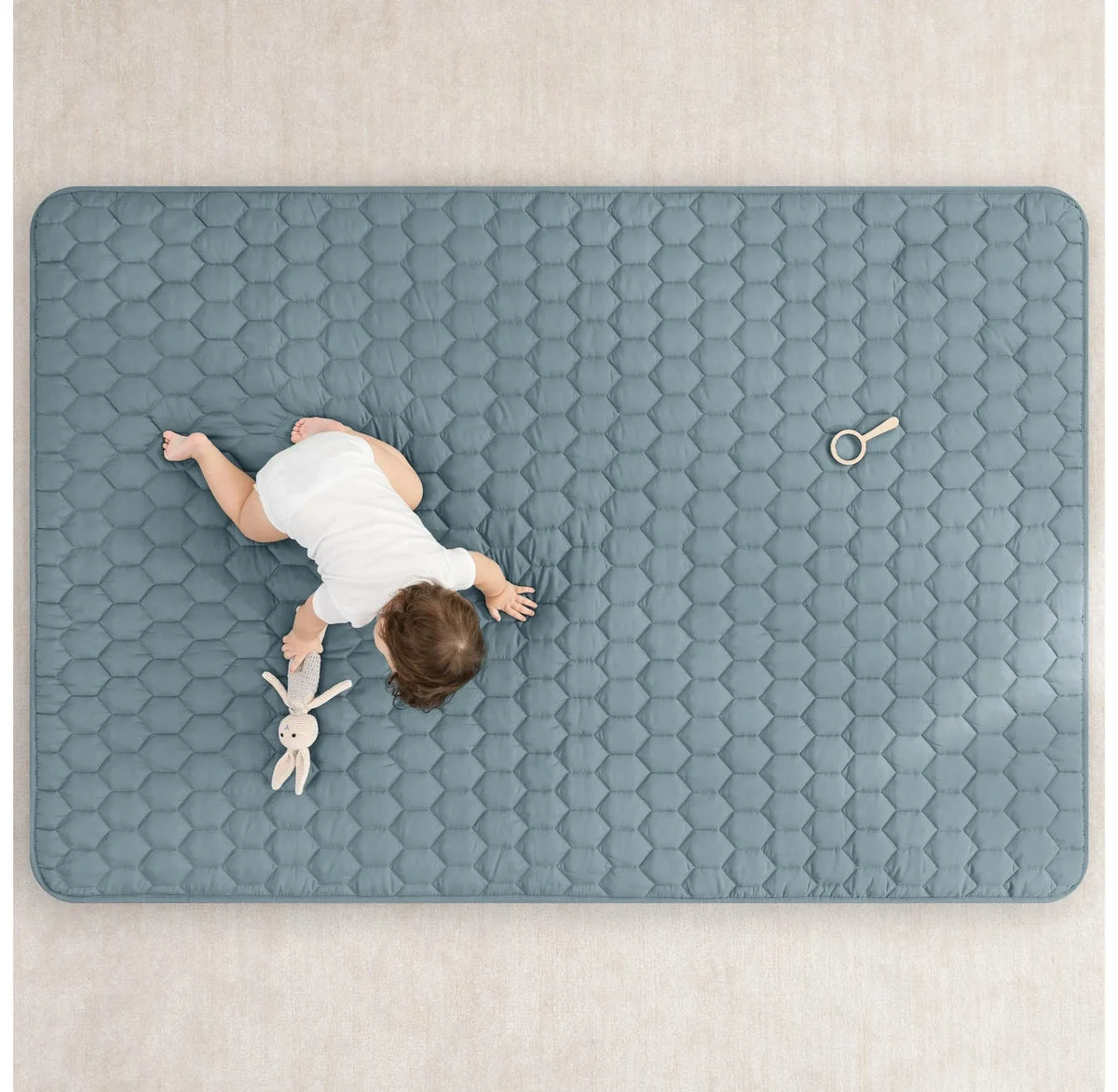 Comfy Cubs Play Mat with Non-Slip Bottom - Pacific Blue