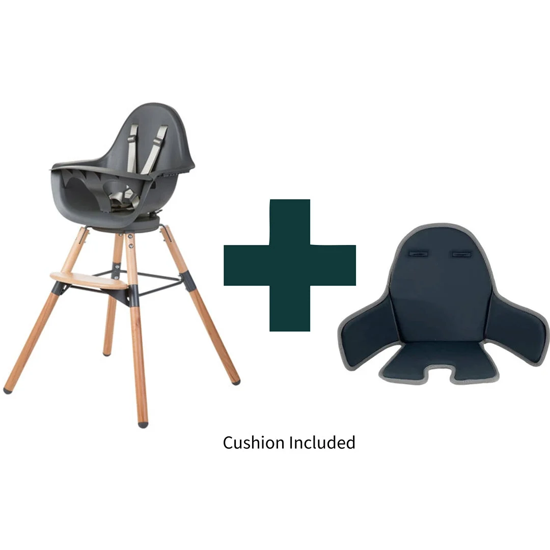 Beaba Childhome Evolu ONE.80° High Chair + Cushion - Anthracite Bundle