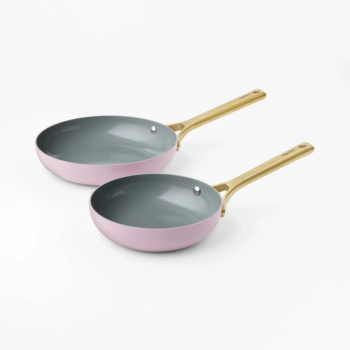 Figmint 2pk Nonstick Ceramic Coated Aluminum Frying Pan Set with Champagne Handles Lavender - ™