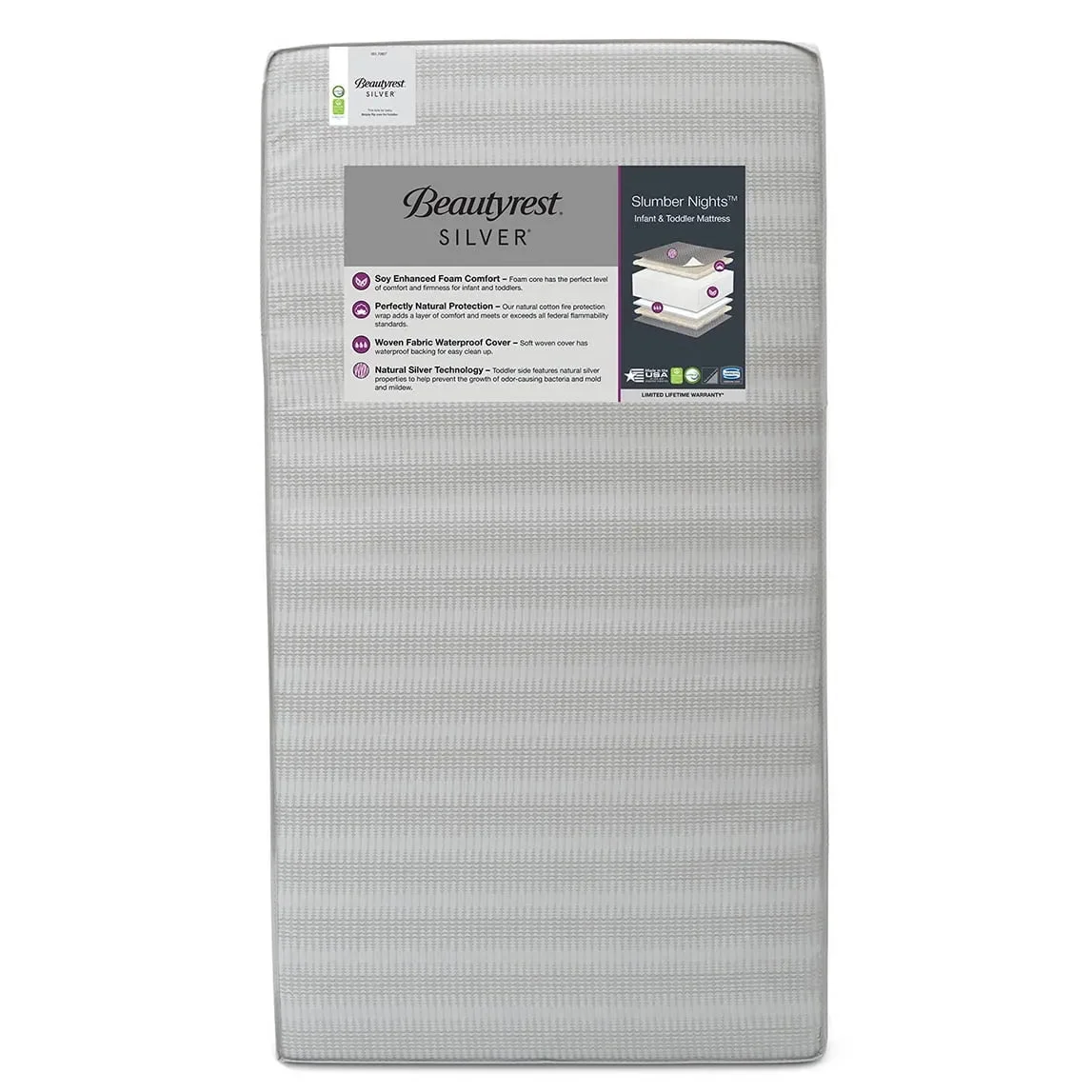 Beautyrest Silver Slumber Nights 2-Stage Antimicrobial Infant & Toddler Mattress Soy Foam Core
