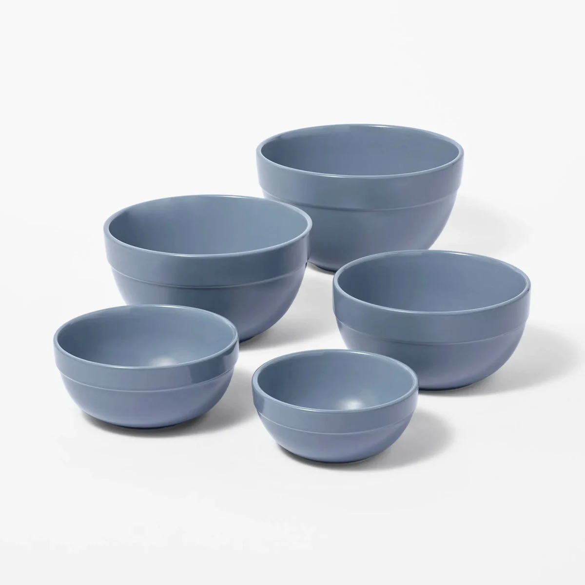 Figmint 5pc Earthenware Ceramic Mixing Bowl Set - Blue