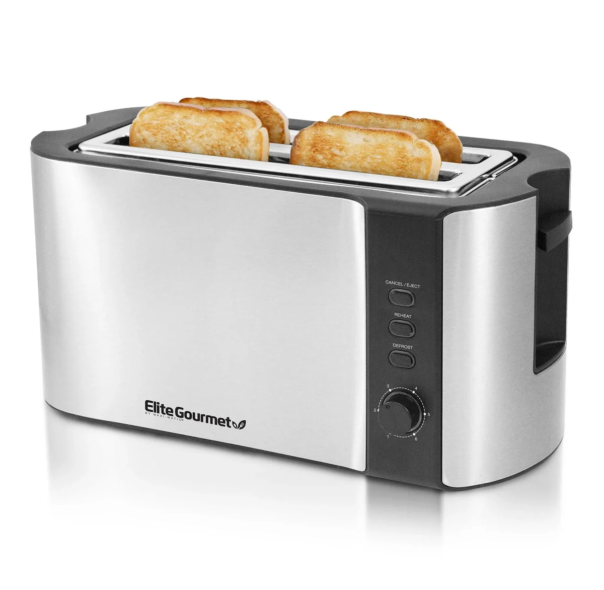Elite Gourmet 4 Slice Long Slot Toaster - Stainless Steel