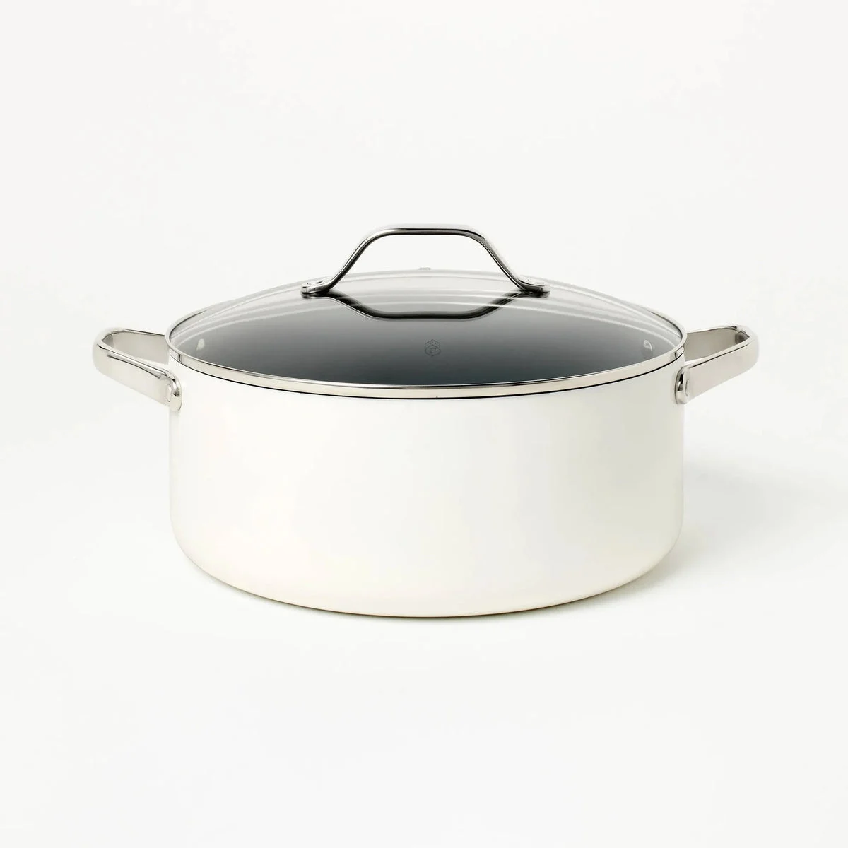 Figmint 8qt Nonstick Ceramic Coated Aluminum Wide Stock Pot - Cream