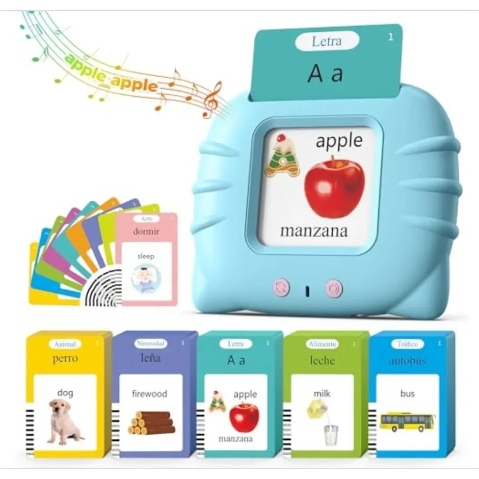 Airbition Bilingual Spanish and English Talking Flash Cards - Blue