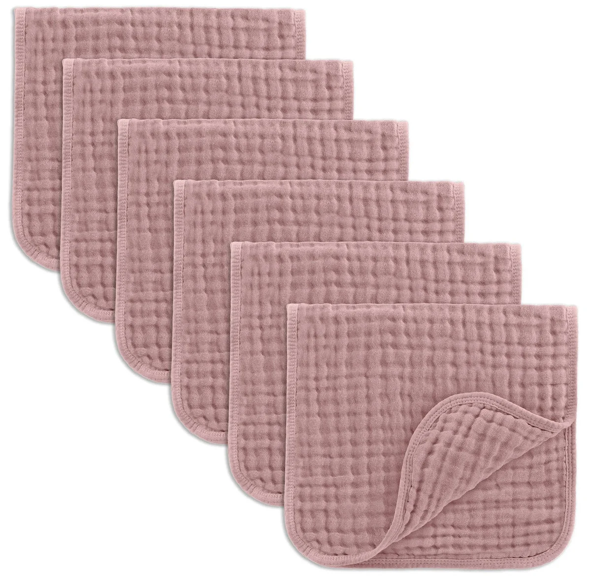 Comfy Cubs Muslin Burp Cloths - Mauve, Pack of 6