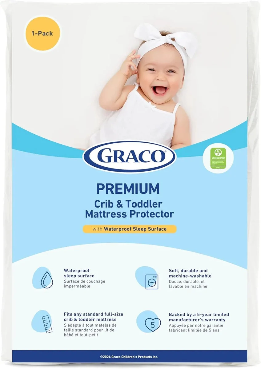 Graco Premium Waterproof Crib and Toddler Mattress Protector - 1 Pack