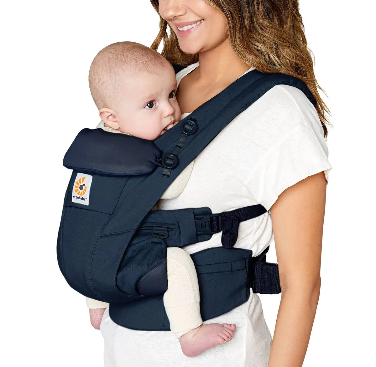 Ergobaby Omni Dream All Carry Positions Soft Touch Cotton Baby Carrier for Newborn to Toddler - Midnight Blue