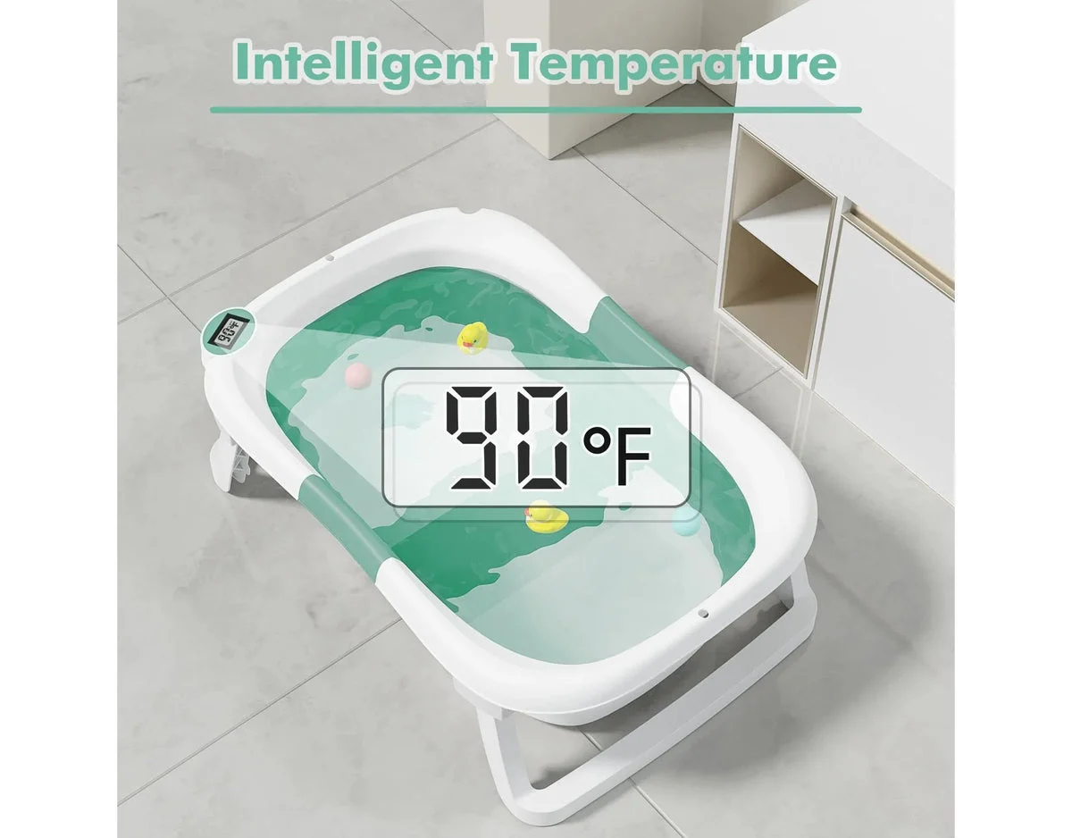 TUMAJUP Collapsible Baby Bathtub for Infants and Toddlers - Turquoise