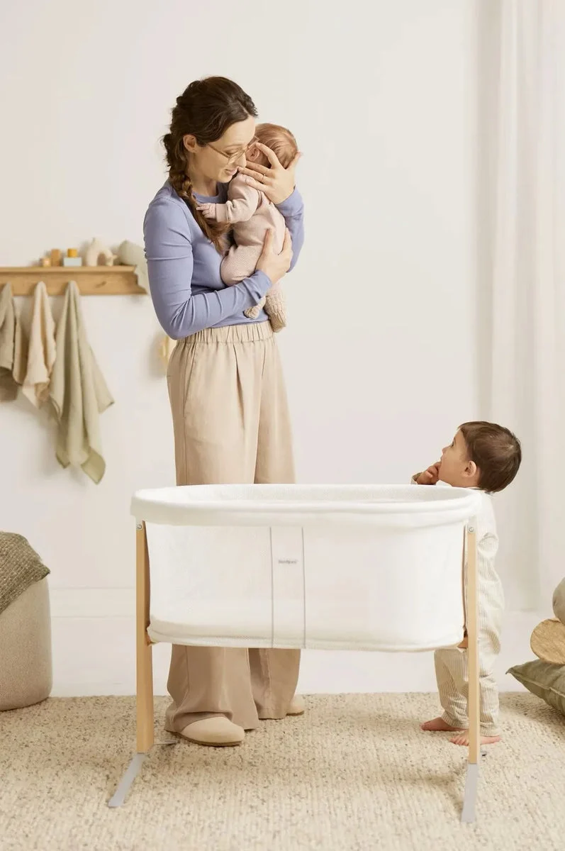 BabyBjörn Sleek White Baby Cradle - Gentle Rocking Design for Soothing Comfort
