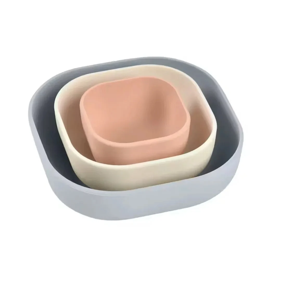 Beaba 3 Piece Silicone Nesting Bowl Set - Grey