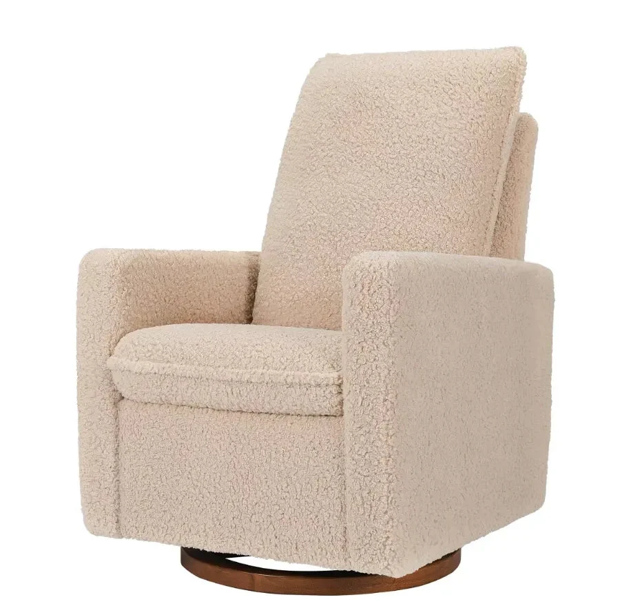 Babyletto Cali Pillowback Swivel Glider - Chai Shearling w/ Dark Wood Base