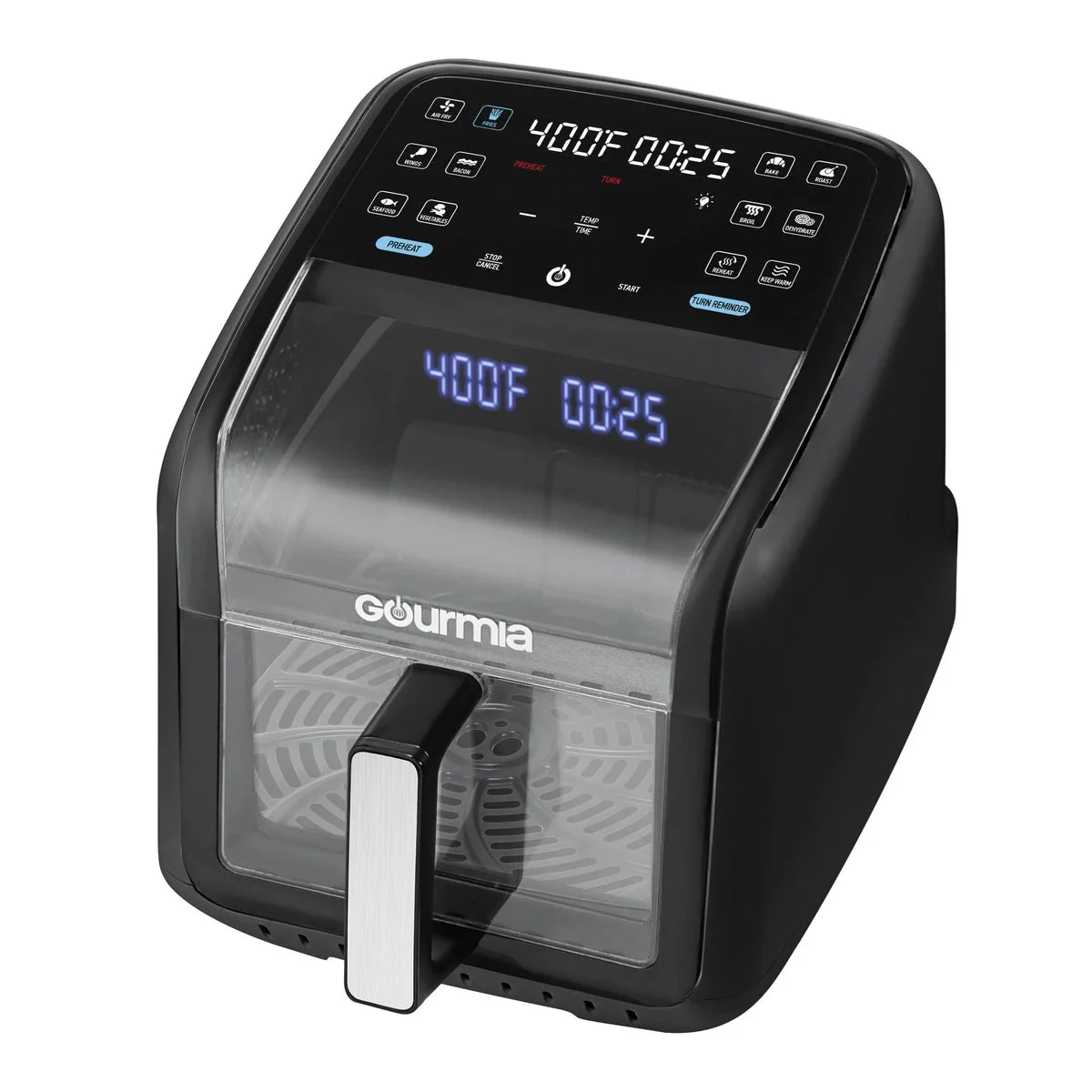 Gourmia Panorama 7-QT Digital Air Fryer with Panoramic View and Holographic Display