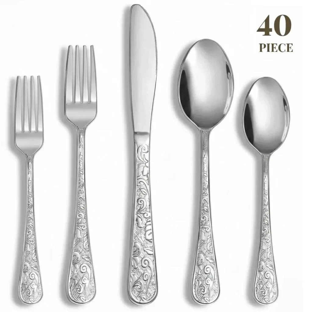 CRENOVA 40-Piece Flatware Set for 8 - Silver