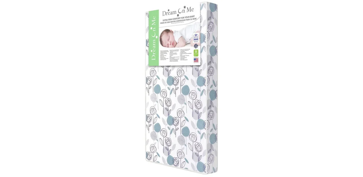 Dream On Me Floral Dreams Firm Fiber Baby Crib Mattress - Teal