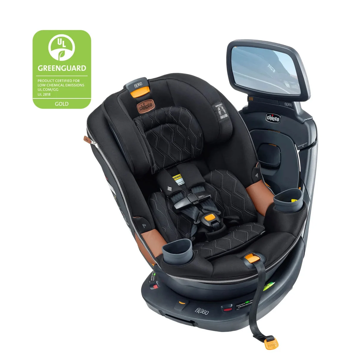 Chicco Fit360 Zip ClearTex Rotating Convertible Car Seat with Fit360 Mirror - Black/Black
