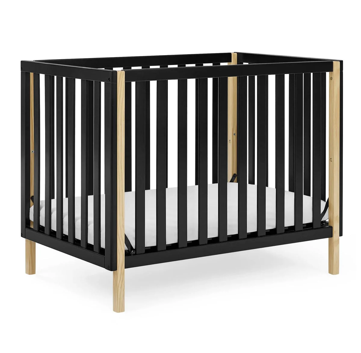 Delta Children Mini Crib with 2.75-Inch Mattress - Ebony/Natural