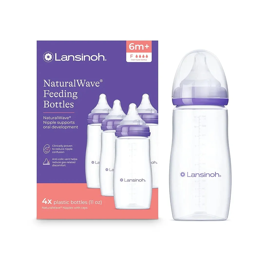 Lansinoh Anti-Colic Baby Bottles - 11 Ounce, 4 Count (Size F)