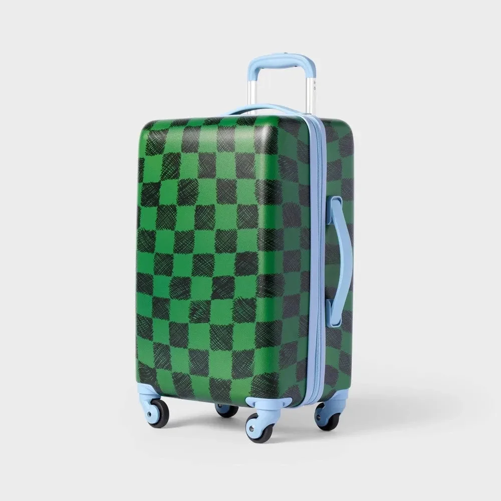 Cat & Jack Kids' Hardside Carry On Spinner Suitcase - Green Checkered