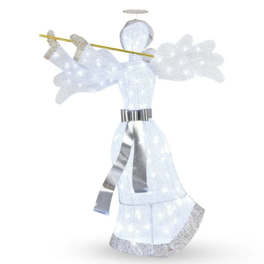 COSTWAY Pre-Lit Angel Christmas Decoration With 100 LED Lights