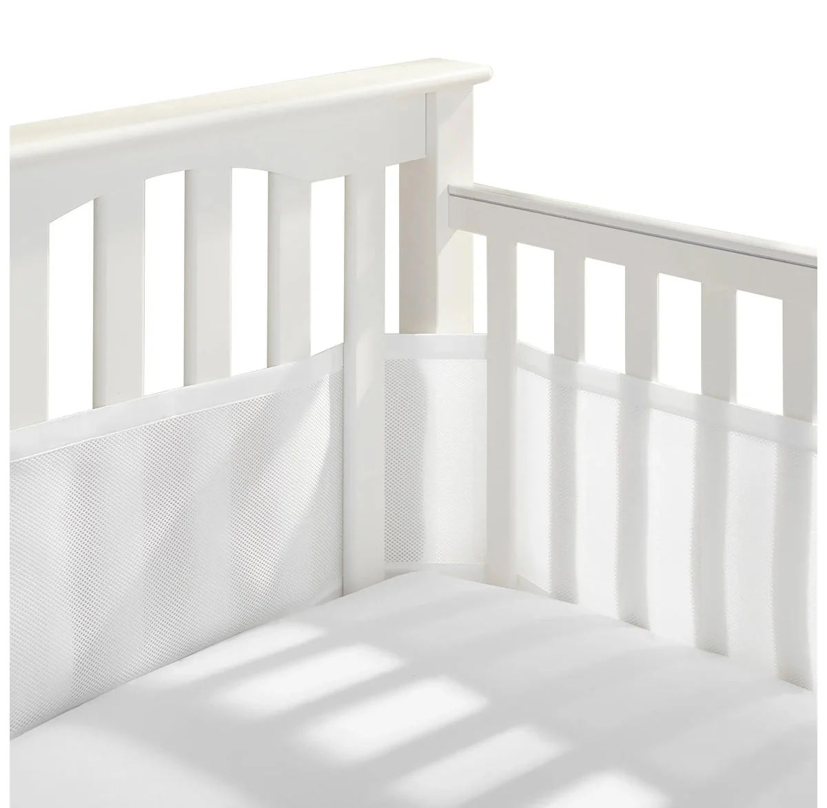 Breathable Baby Breathable Mesh Liner for Full-Size Cribs, Classic 3mm Mesh, White (Size 4FS Covers 3 or 4 Sides)