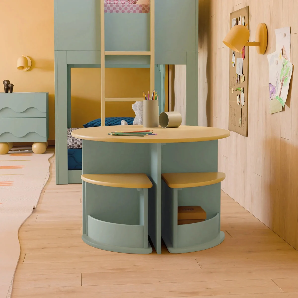 Babyletto Nesting Play Table - Light Sage and Honey