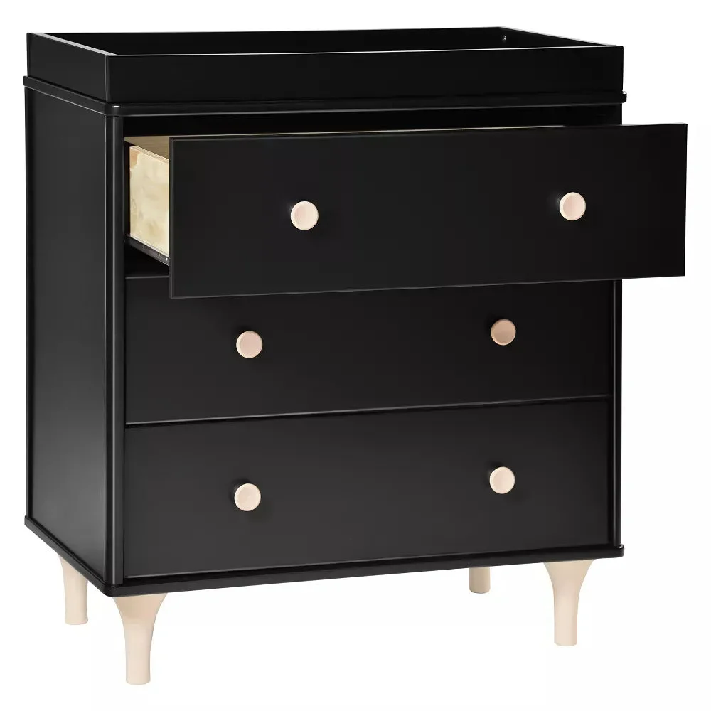 Babyletto Lolly 3-Drawer Changer Dresser w/Removable Changing Tray - Black/Washed Natural