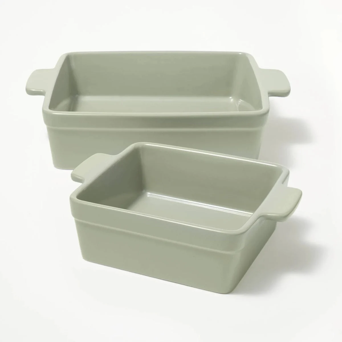 Figmint 2pc Stoneware Square Baking Dish Set- Sage Green