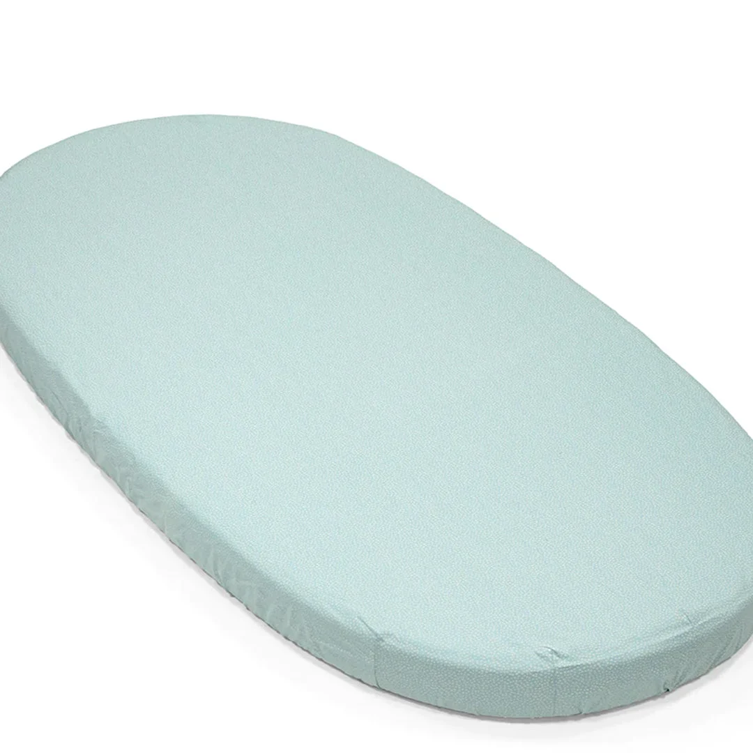 Stokke Sleepi Fitted Sheet, Dots Sage - Soft Sheets for Sweet Dreams - Made for Stokke Sleepi Crib/Bed - 100% Fine Cotton Percale - Washable