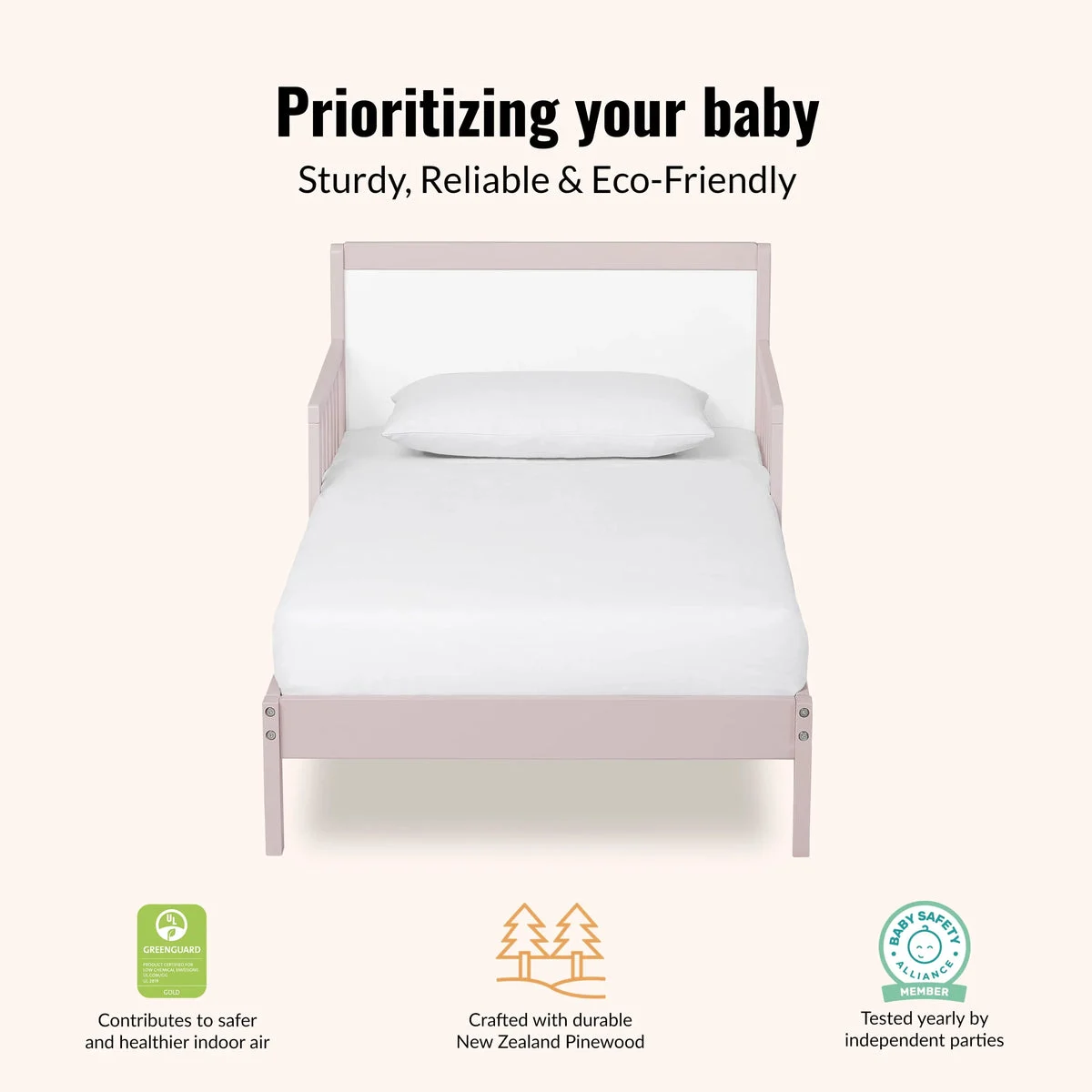 Dream On Me Brookside Toddler Bed - Blush Pink