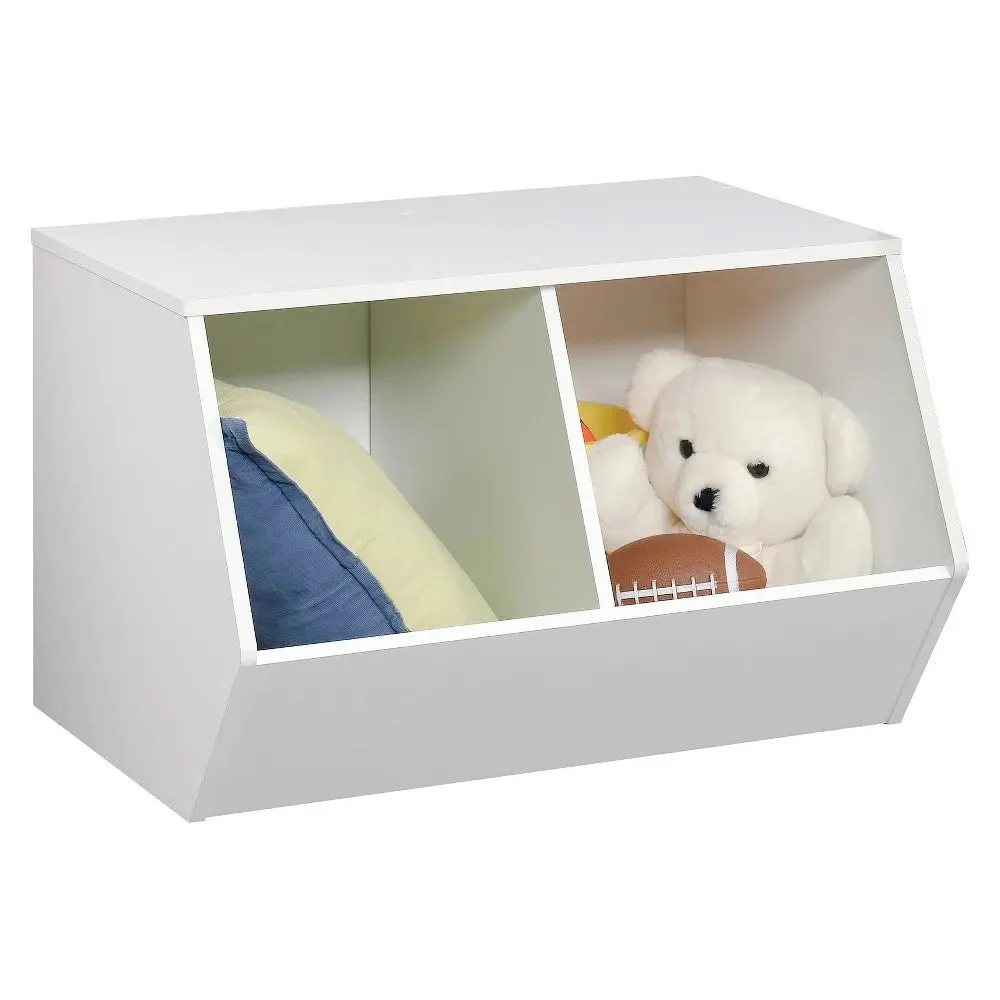 Pillowfort Stackable Laminate 2-Compartment Kids' Storage Bin - White