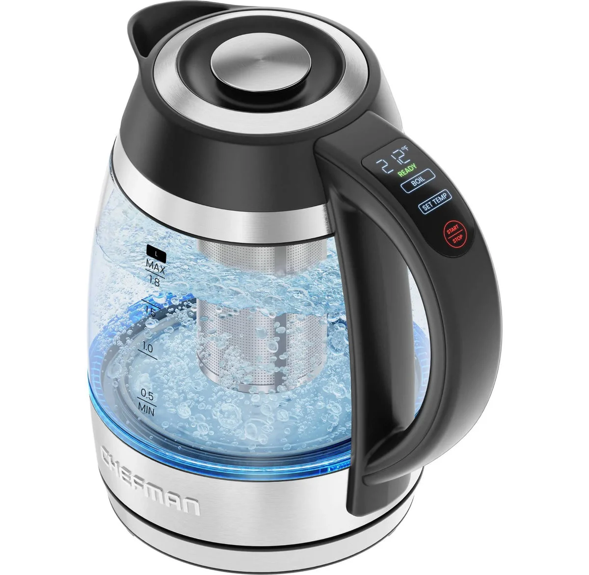 Chefman 1.8L Lightning Borosilicate Glass Electric Kettle