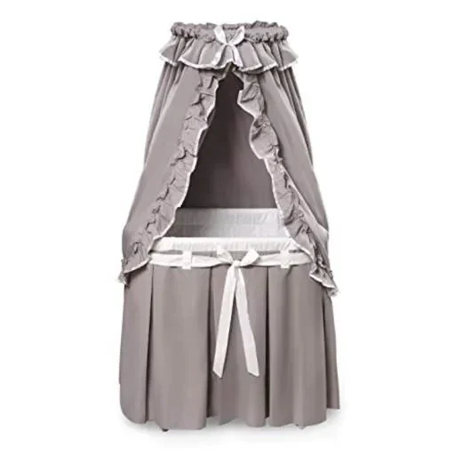 Badger Basket Rocking Baby Bassinet with Bedding Pad and Storage - Gray/White