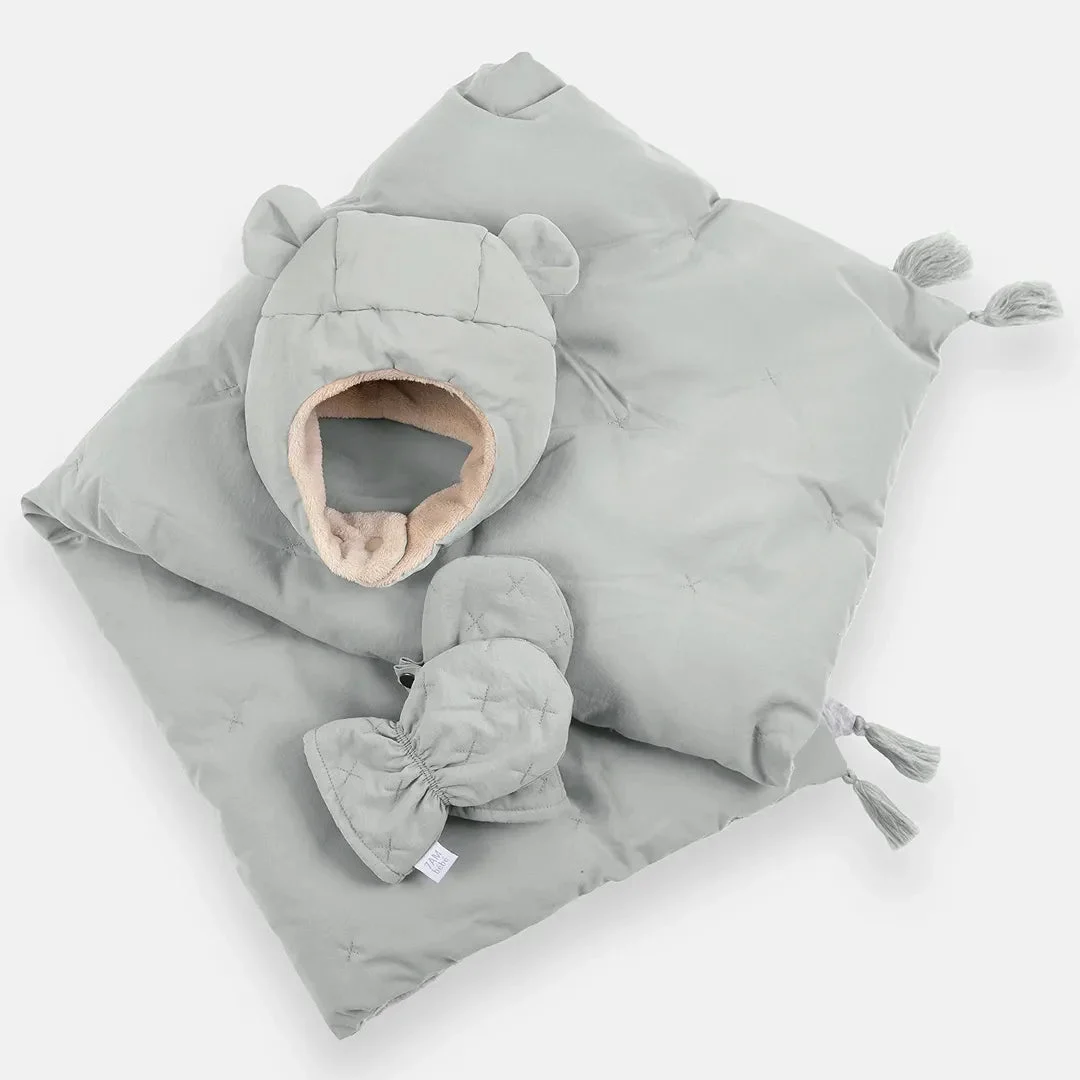 7AM Enfant Baby Blanket, Hat and Mittens Set - Bondi Blue