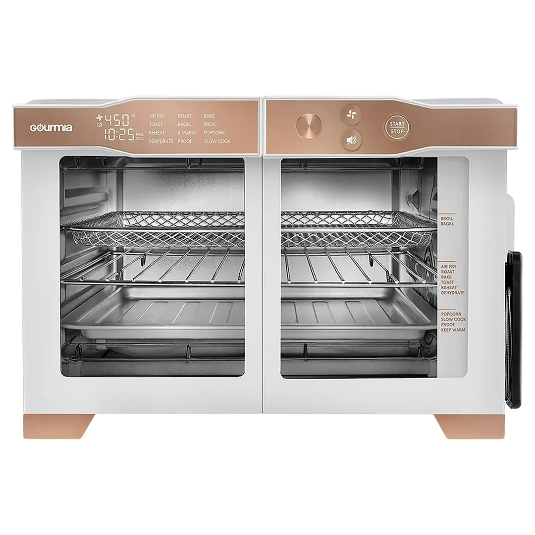 Gourmia French Door 6-Slice Digital Toaster Oven Air Fryer with Integrated Temperature Probe, 24L - White