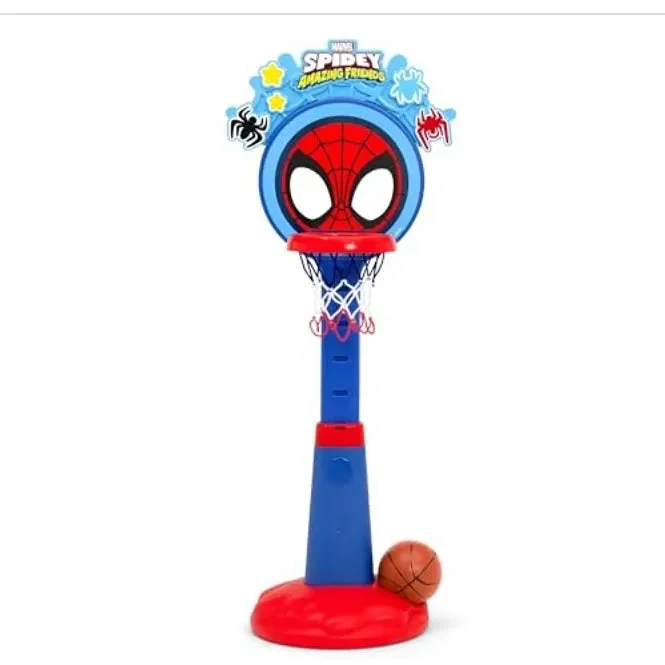 Delta Children Spidey and His Amazing Friends Plastic Basketball Set Includes Basketball Hoop, 1 Basketball and Ball Pump