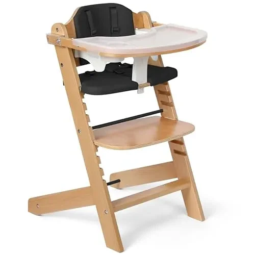 Cowiewie Wooden High Chair for Babies & Toddlers - Black